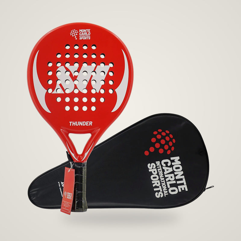 Club carbon padel racket in red with padded cover