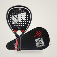 Pro 18K carbon padel racket in black with padded cover