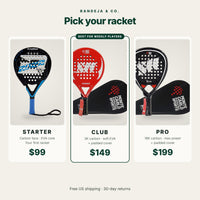 Starter, Club and Pro padel rackets compared